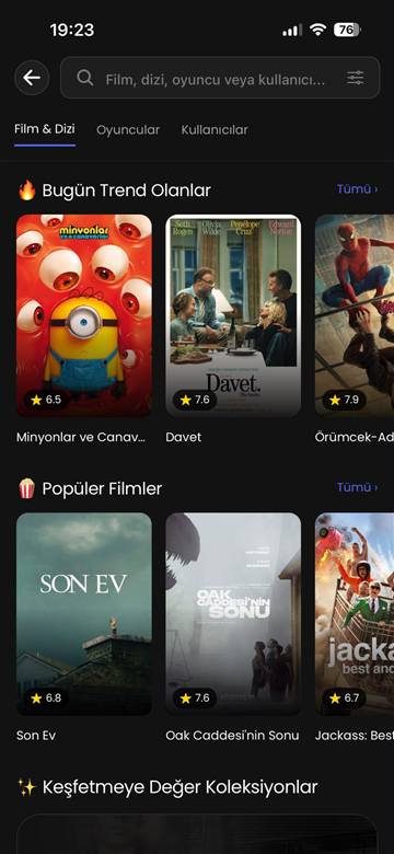 Seenfy uygulaması: Arama ve trendler